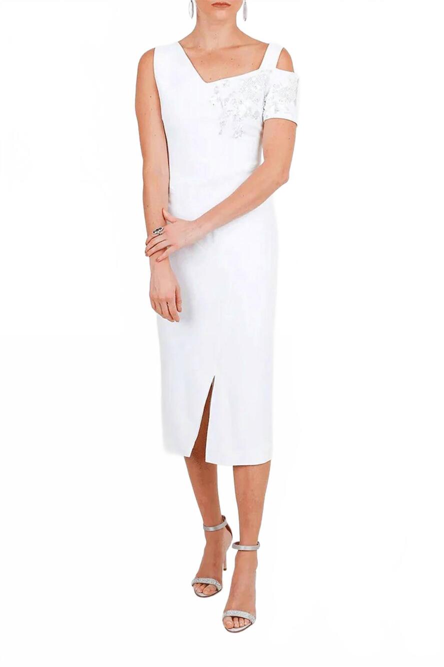 NEW ANTONIO BERARDI off shoulder embroidered dress in optic white